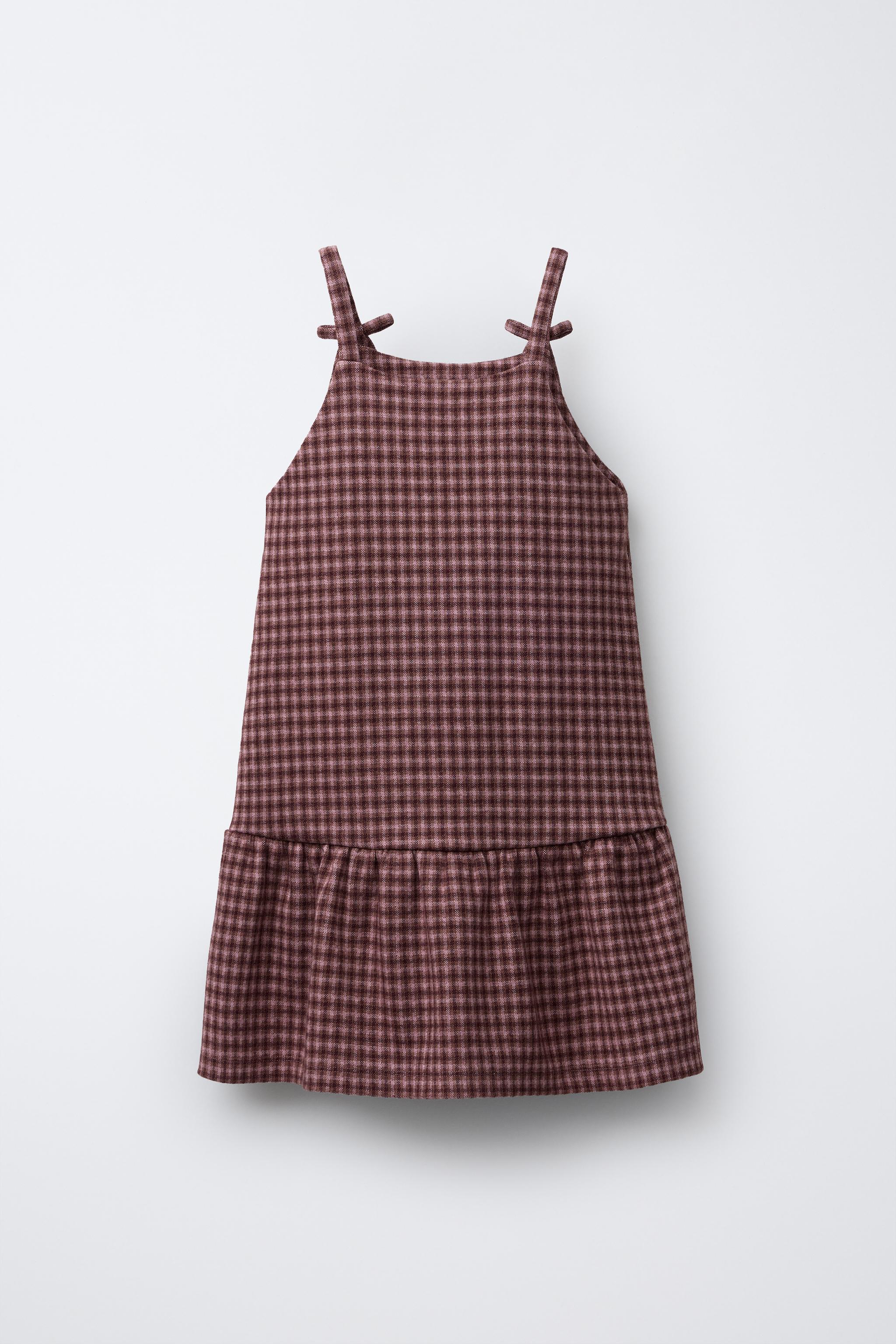 PLAID PINAFORE DRESS WITH BOWS